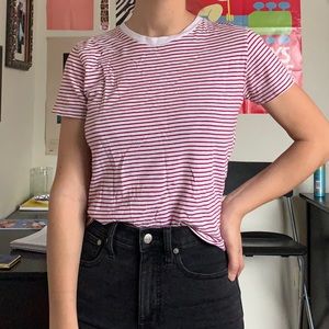 Basic Red and White Striped Brandy Tee